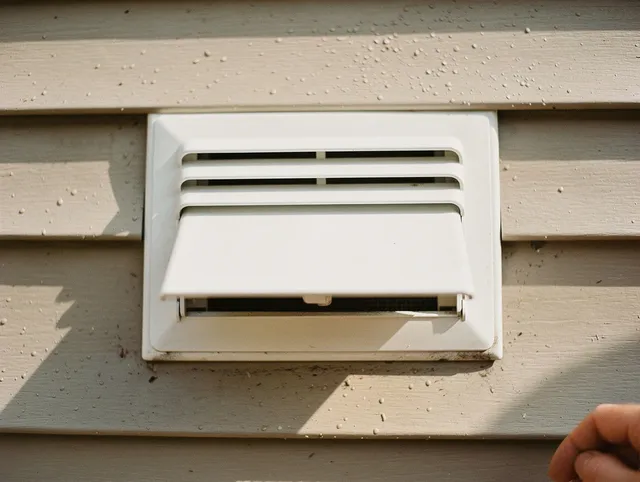 Stow Dryer Vent Cleaning technician performing professional exhaust vent cleaning at a residential property in Stow